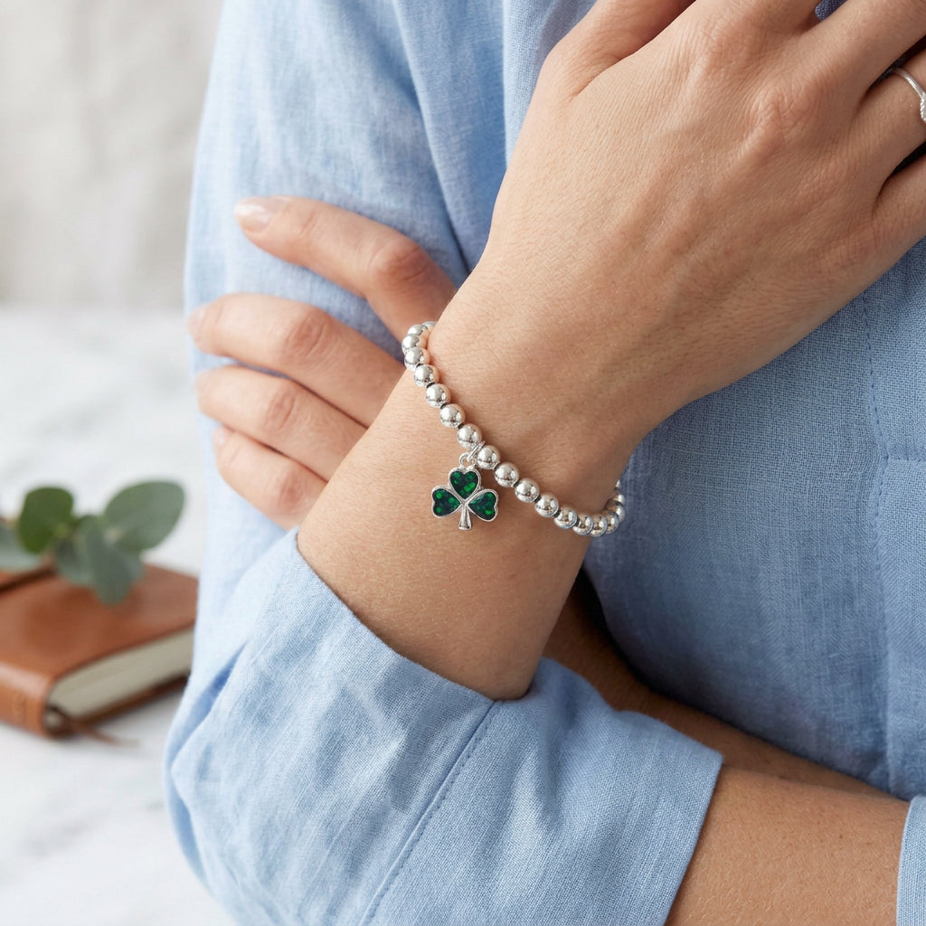 Shamrock of Remembrance' Memorial Charm compatable for european bracelets
