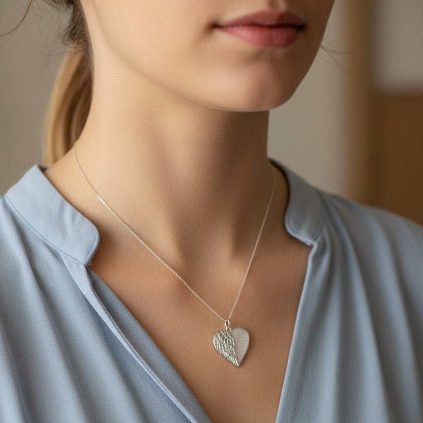 The Angel Of My Heart' Sterling Silver Memorial Pendant