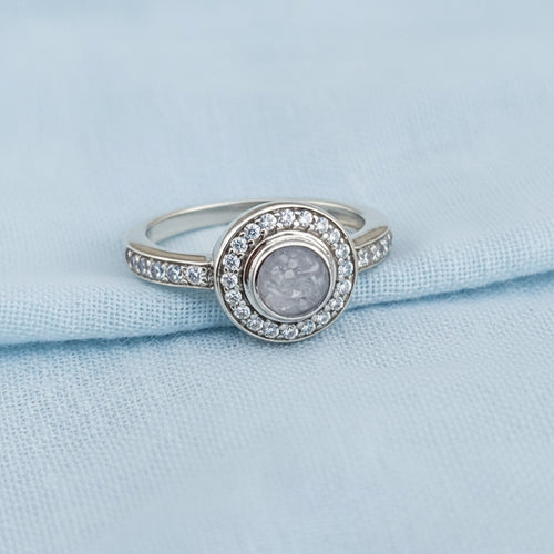 The Aurelia 925 Sterling Silver Crystal Halo Memorial Ring
