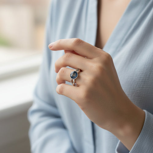The 'Aurelle Infinity' Stainless Steel Memorial Ring.