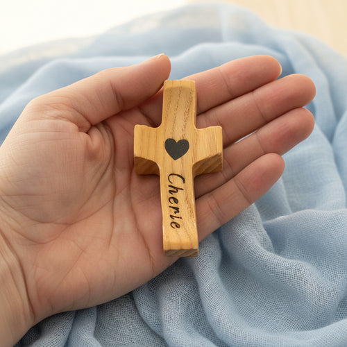 The 'Comforting Cross' Personalised Remembrance  Wooden Keepsake.