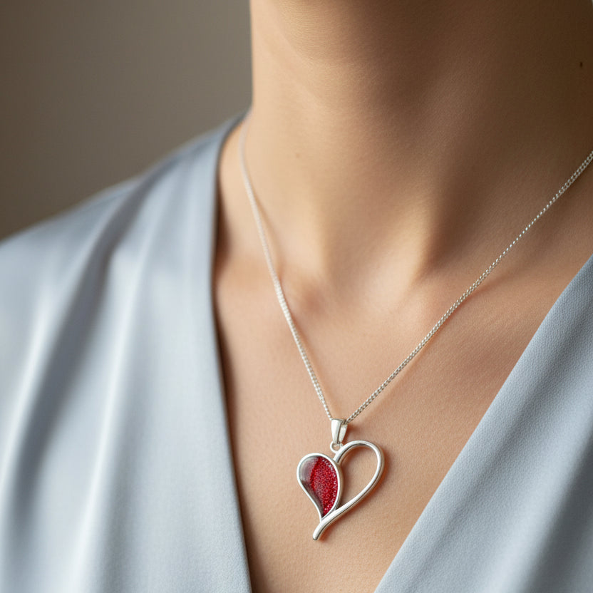 The Evera' Heart Sterling Silver Memorial Pendant.