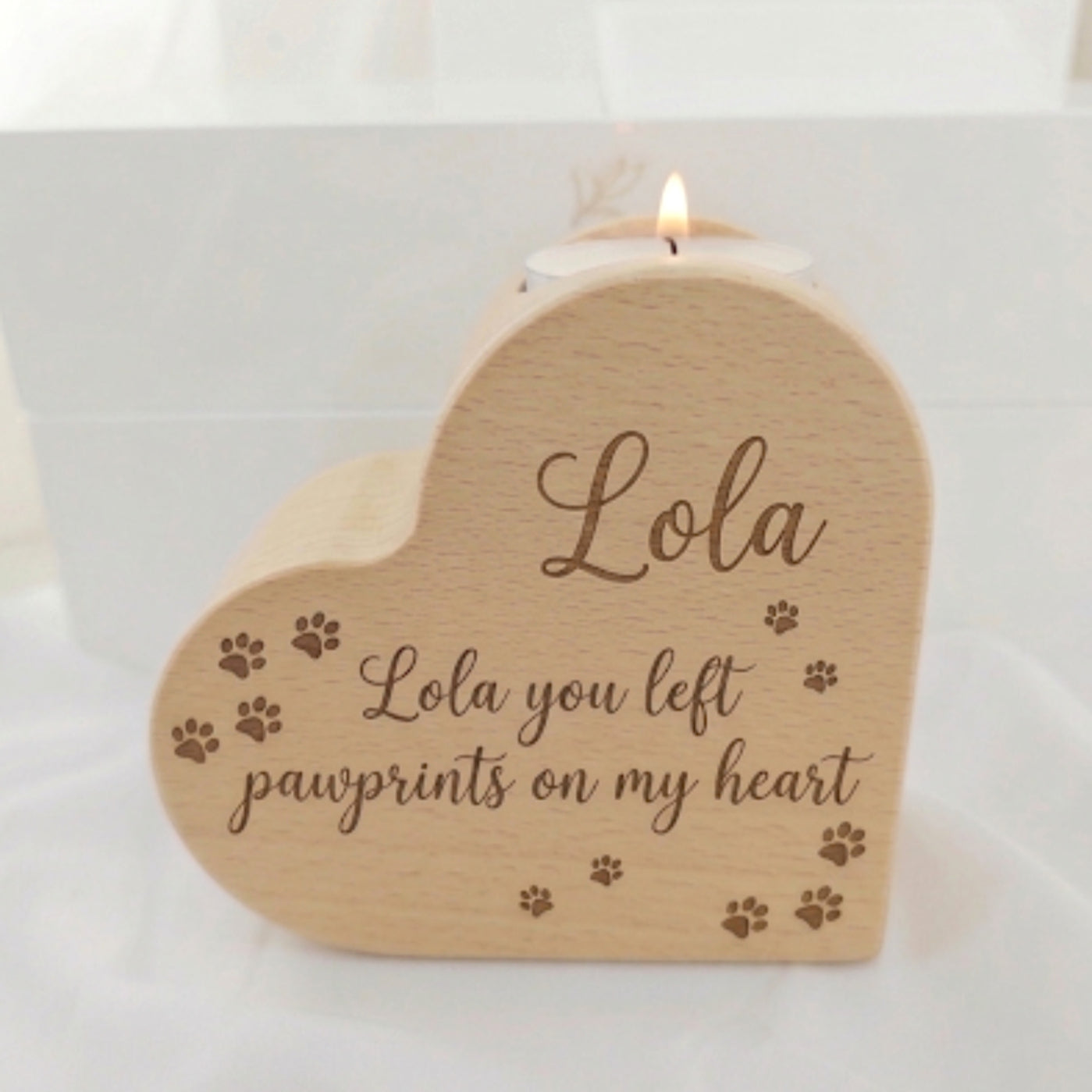 The 'Everglow' Memorial Candle Personalised Wooden Keepsake.
