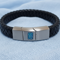 The Legacy Band' Stainless Steel Leather Memorial Bracelet.