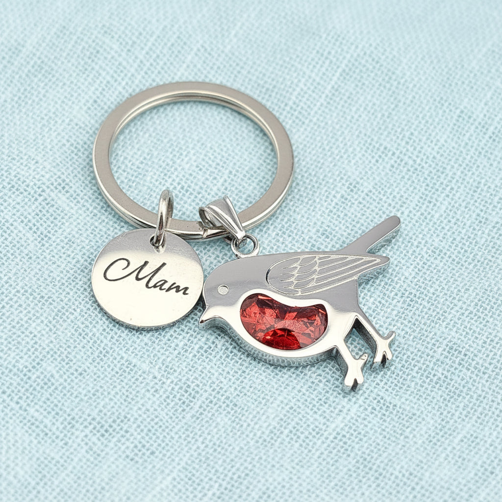 The 'Robin Whisper' Stainless Steel Memorial Keyring.