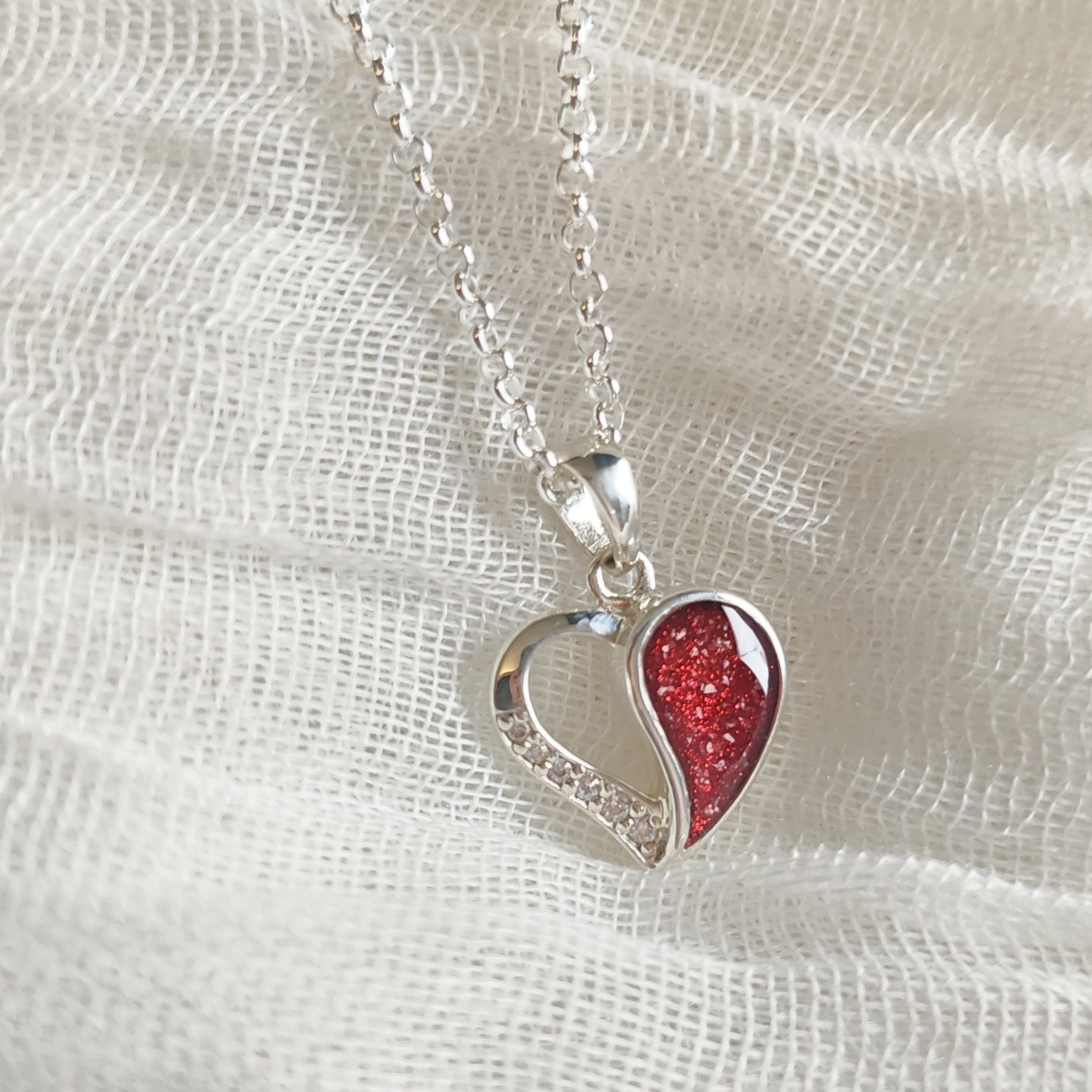 The Whispering Heart' Sterling Silver Ashes Memorial Pendant.
