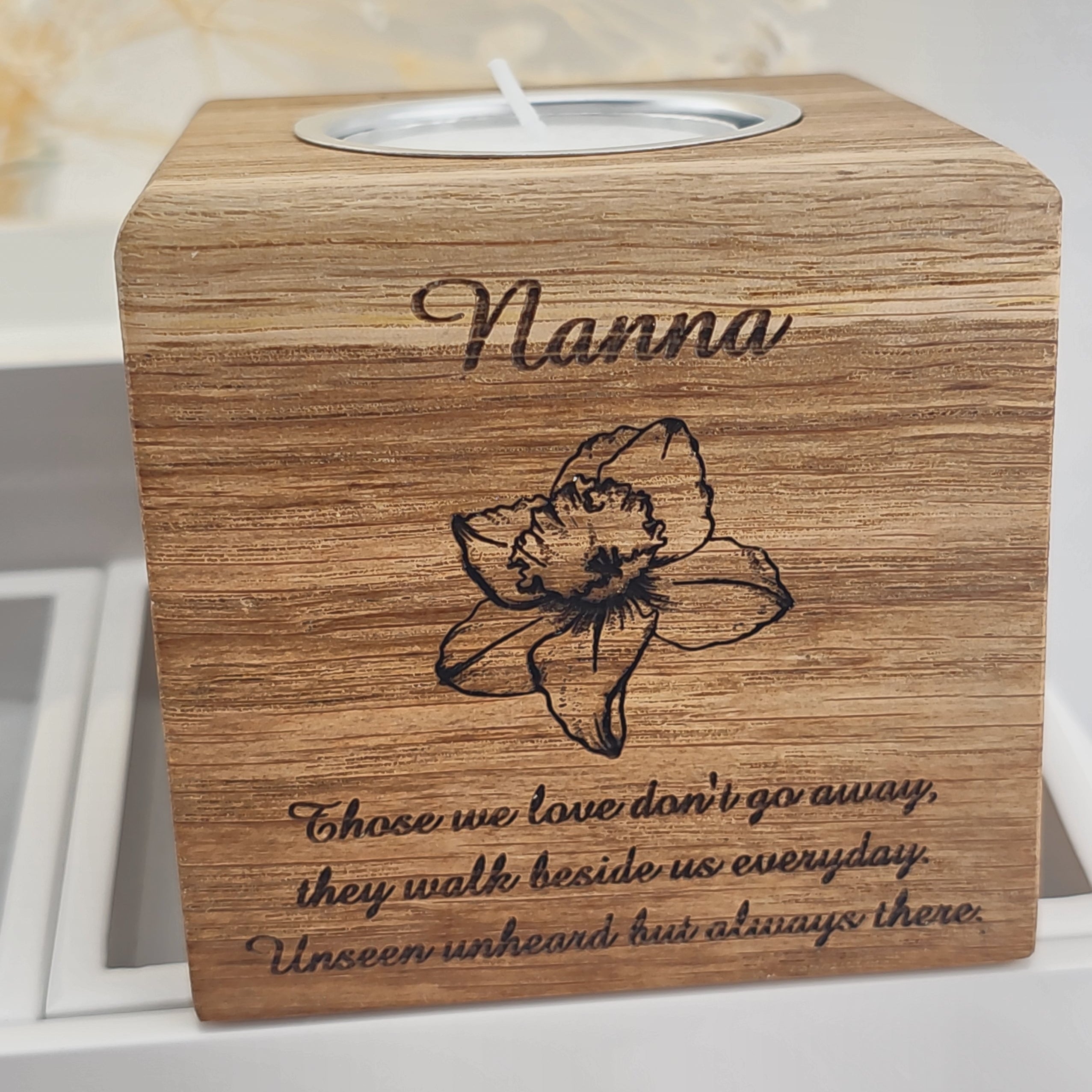 The 'Whispering light 'Oak Urn with  hidden ashes urn Keepsake