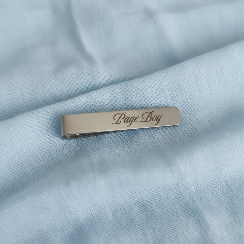 Tie Slide Personalised Stainless Steel Page Boy Wedding Keepsake.