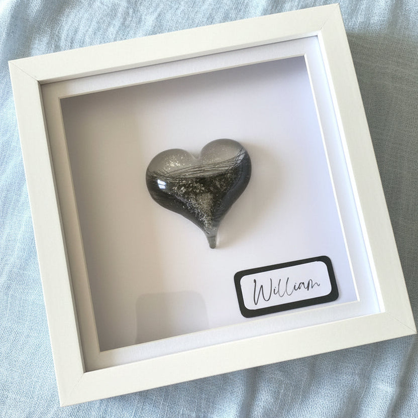 Framed heart-shaped memorial frame