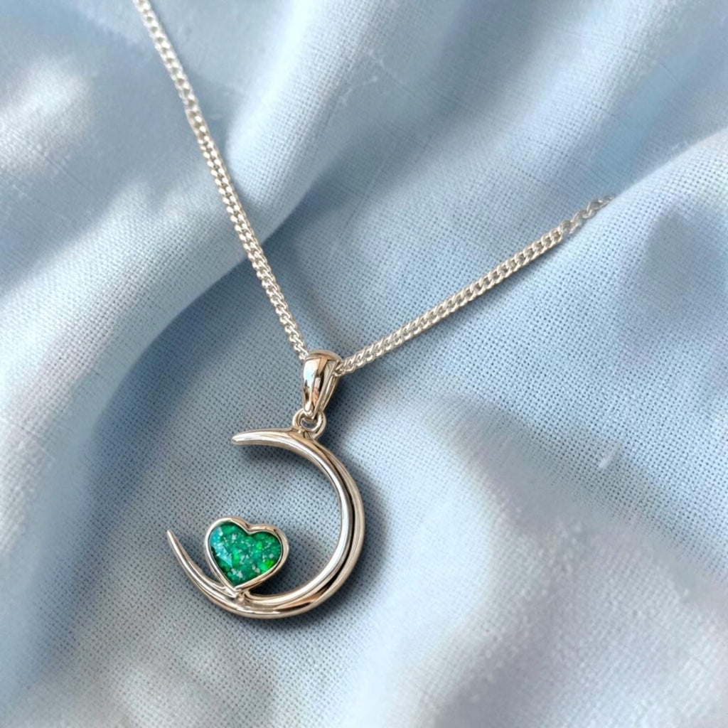 Love You to the Moon 925 Sterling Silver Memorial Pendant