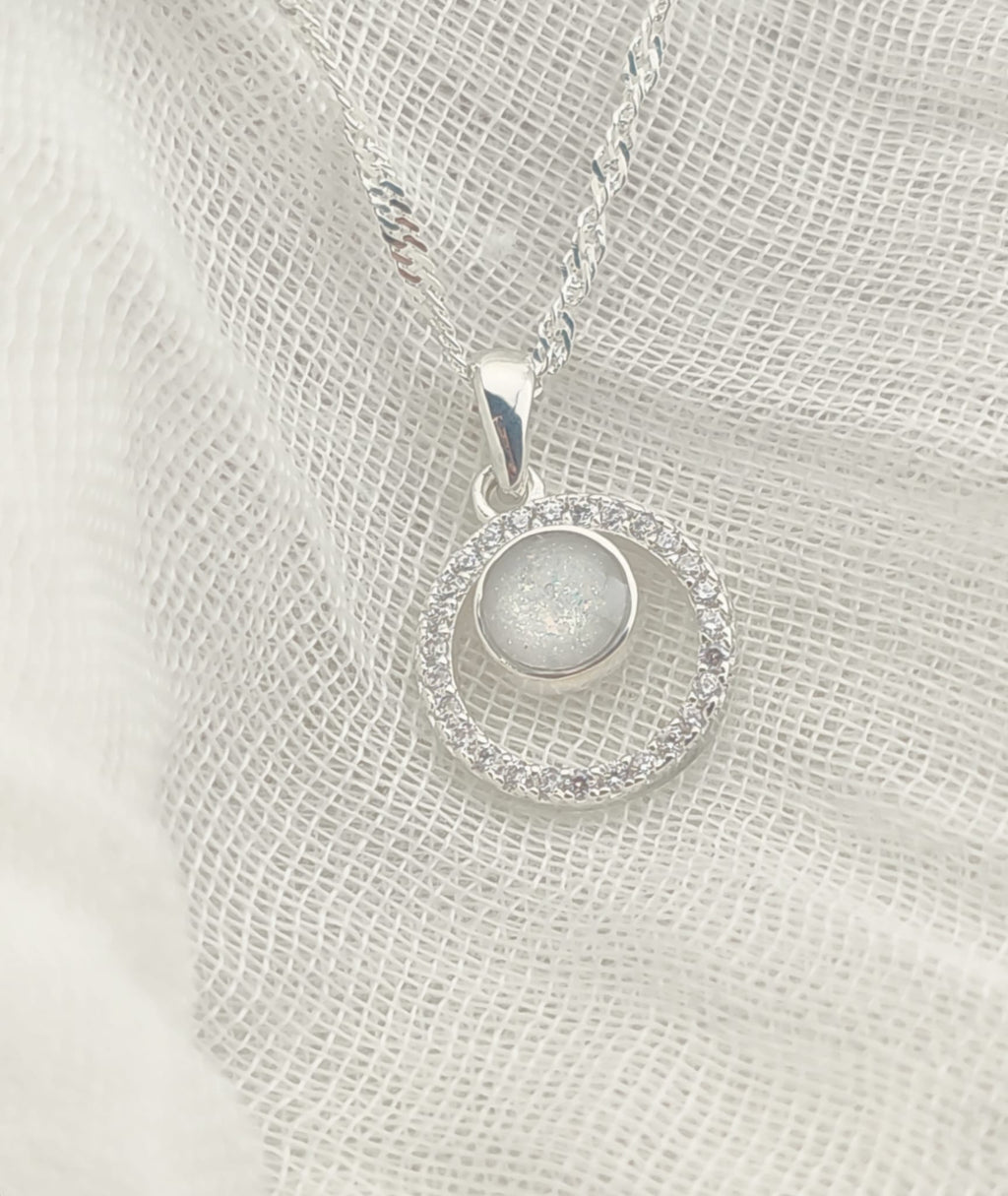 Estelle Sterling Silver Suspended Circle Memorial Pendant