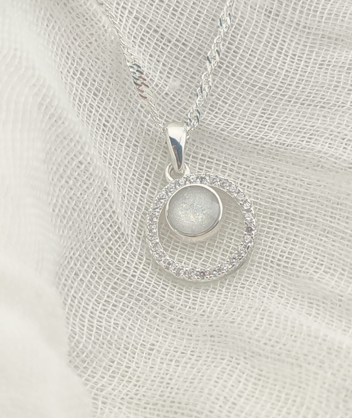 Estelle Sterling Silver Suspended Circle Memorial Pendant