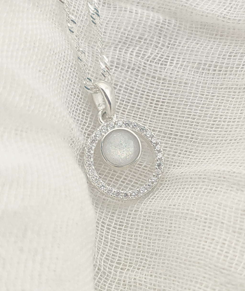 Estelle Sterling Silver Suspended Circle Memorial Pendant
