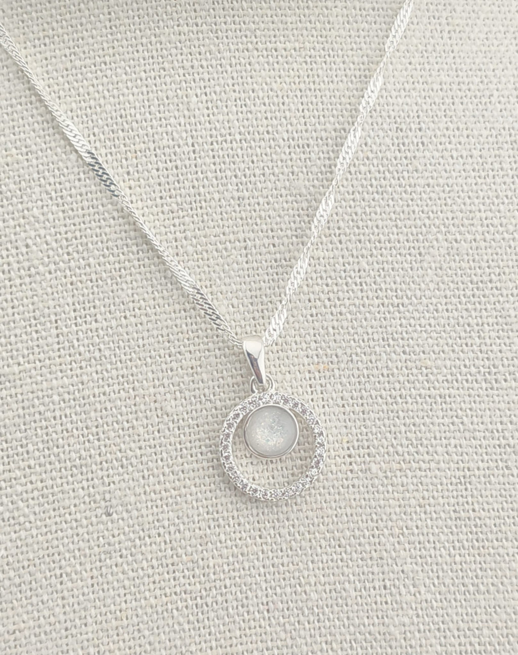 Estelle Sterling Silver Suspended Circle Memorial Pendant