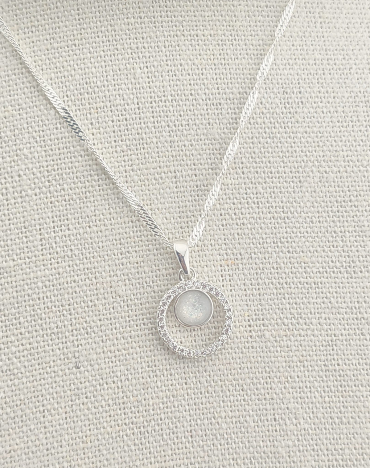 Estelle Sterling Silver Suspended Circle Memorial Pendant