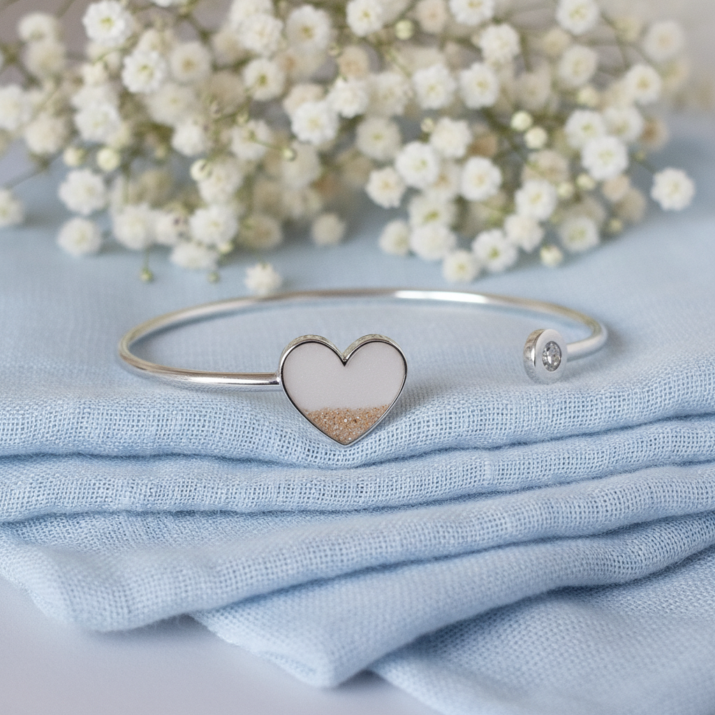Always With Me' Sterling Silver Heart Memorial Bangle