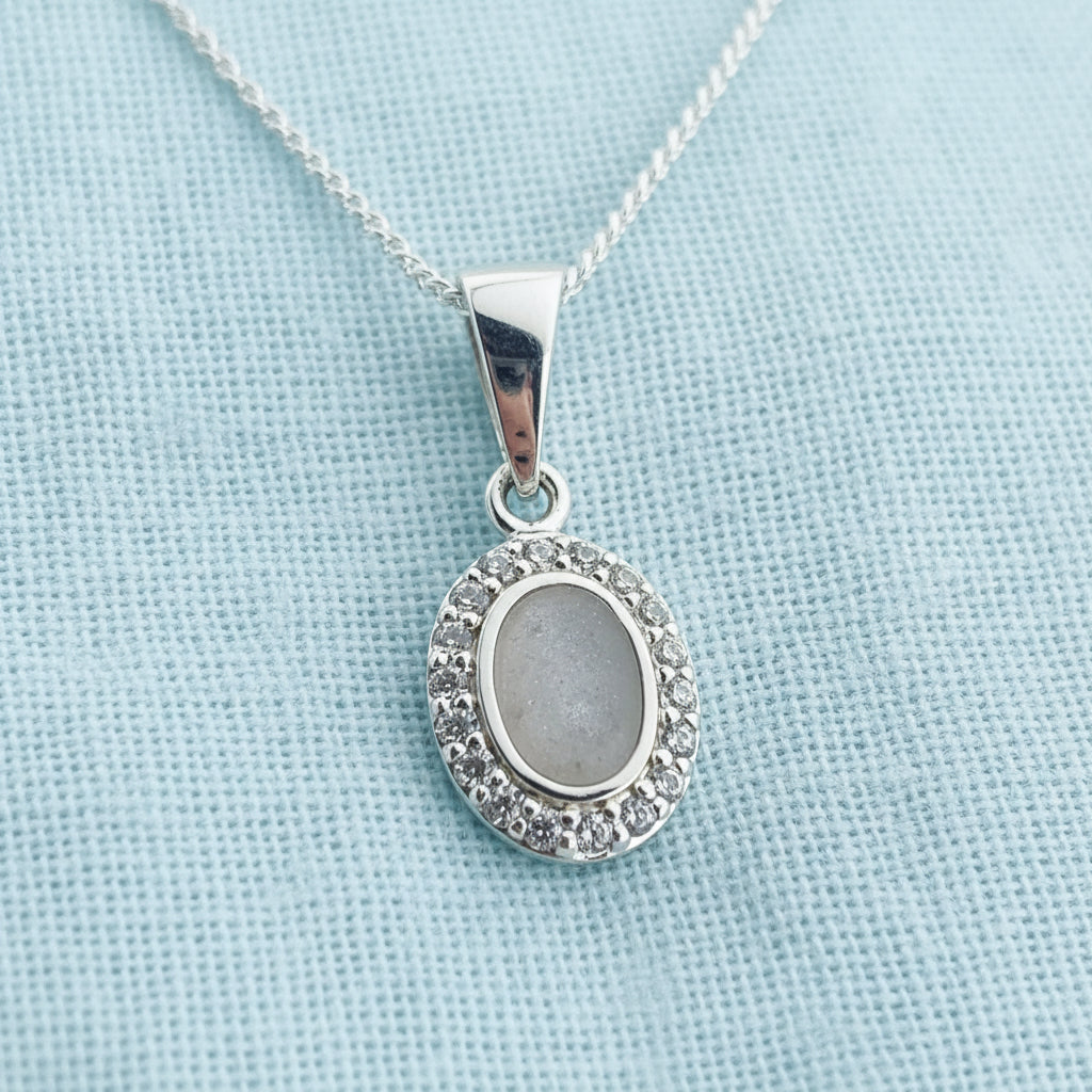 Lunara Oval Sterling Silver Memorial Pendant.