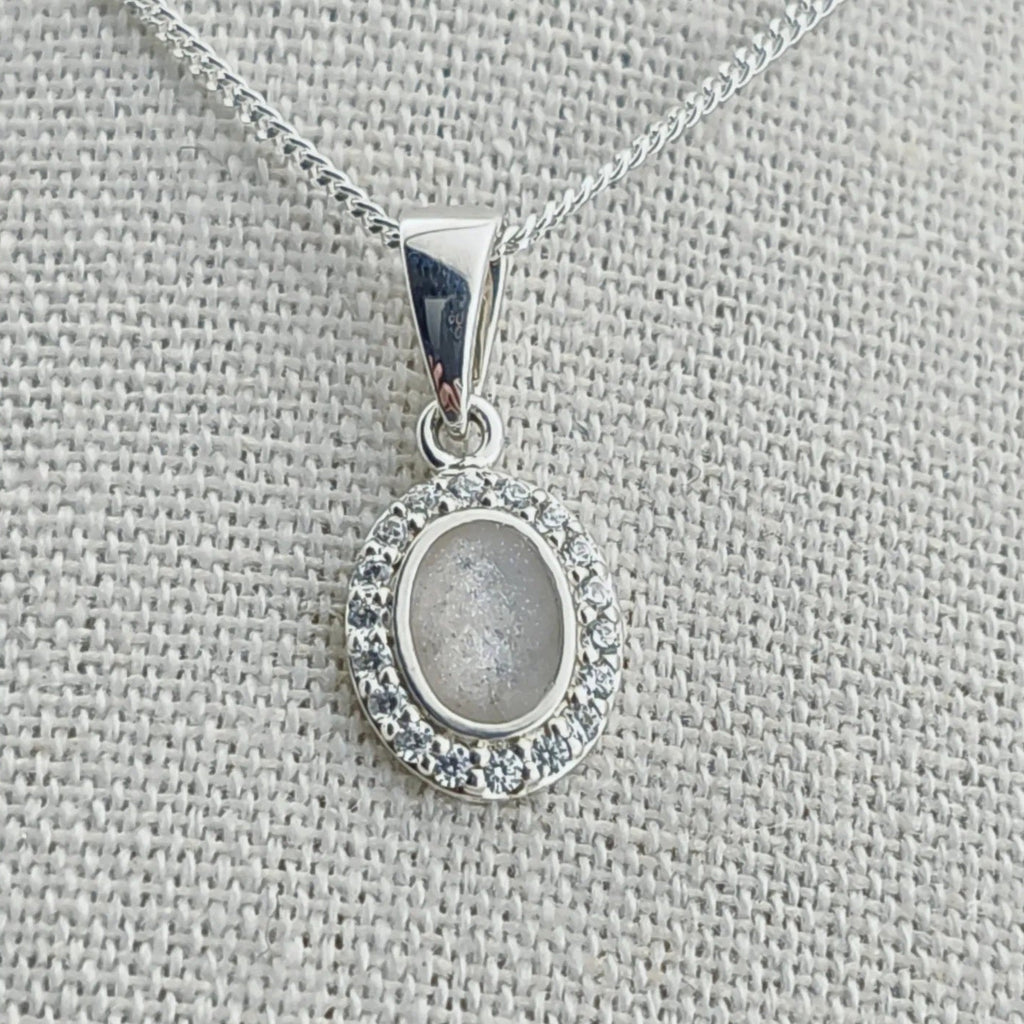 Lunara Oval Sterling Silver Memorial Pendant.